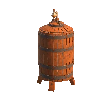 3D model render: the ferment tank with an airlock on top.