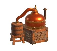 3D model render: the still with a bigger copper pot.