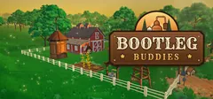 Steam library art: the library header, a farm at golden hour with the Bootleg Buddies sign.